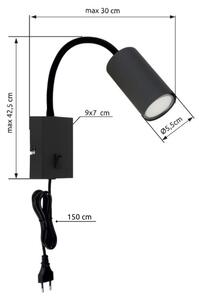 Globo 57911WB - Flexibilná nástenná lampa ROBBY 1xGU10/25W/230V čierna