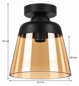 BRILAGI-LED Stropné svietidlo R GLASS 1xE27/60W/230V pr. 15,5cm čierna/dymová béžová