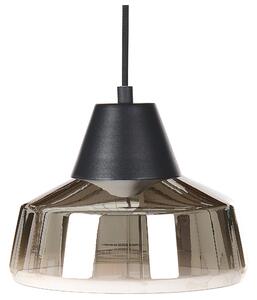 Závesná lampa čierna a zlatá tienidlo z dymového skla osvetlenie do modernej spálne obývačky