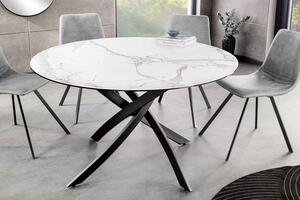 Okrúhly jedálenský keramický stôl Halia 120 cm biely -