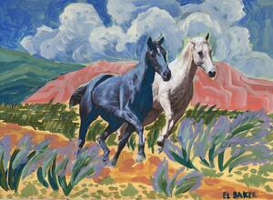 Ilustrácia Two horses, Eleanor Baker, (40 x 30 cm)