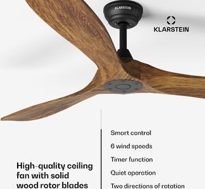 Klarstein Bahama Breeze Smart Stropný ventilátor | lopatky rotora z masívneho dreva | diaľkové ovládanie + ovládanie pomocou aplikácie