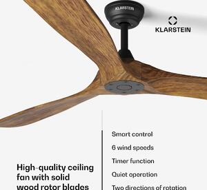 Klarstein Bahama Breeze Smart Stropný ventilátor | lopatky rotora z masívneho dreva | diaľkové ovládanie + ovládanie pomocou aplikácie