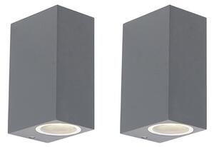 Sada 2 moderných nástenných svietidiel tmavosivá 2-svetlá IP44 - Baleno