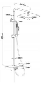 Invena Svart Basic, sprchový stĺp s dažďovou a ručnou hlavicou, čierna matná, INV-AU-85-D04-X