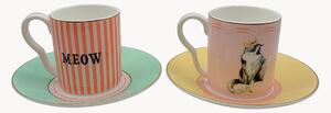 Šálky's podšálkami z jemného kostného porcelánu Cat, 2 ks