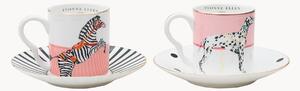 Šálky na espresso's podšálkami z jemného kostného porcelánu Zebra, 2 ks