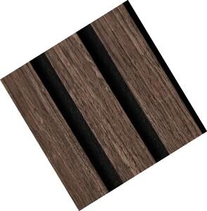 LAMELIO Panel s lamelami z drevenej dyhy na filcovom podklade COLETTE - tmavohnedý