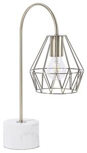 Stolná lampa biela mosadzná 50 cm kovové tienidlo tvar diamantu okrúhly stojan mramorový vzhľad obývačka spálňa