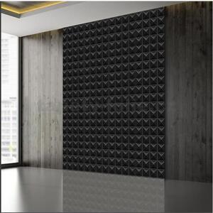 Obkladové panely 3D PVC 11004, rozmer 500 x 500 mm, Pyramids black, IMPOL TRADE
