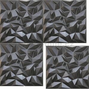Obkladové panely 3D PVC 11101, rozmer 500 x 500 mm, Mirror black, IMPOL TRADE
