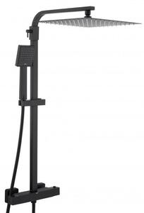 Erga Goba, sprchová súprava s termostatickou batériou a dažďovou hlavicou 30x30 cm, čierna matná, ERG-YKA-BP.GOBA-THERM-30-BLK