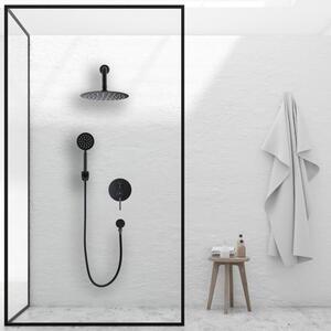 Erga Studio, podomietková sprchová súprava s dažďovou hlavicou 20cm a systémom i-BOX, čierna matná, ERG-YKA-BP.STUDIO-BLK