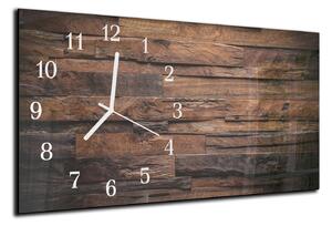 Nástenné hodiny 30x60cm design tmavé drevo textúra - plexi
