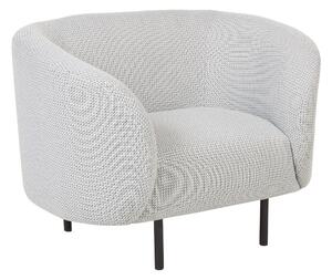 Kreslo čierna biela polyesterové čalúnenie čierne nohy zaoblené operadlo retro glamour art deco štýl