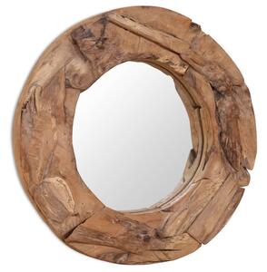 Dekoratívne zrkadlo z teakového dreva, 60 cm, okrúhle