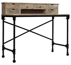 Písací stôl, masívne mangovníkové drevo a oceľ, 110x50x96 cm