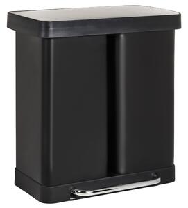Dvojitý odpadkový kôš s pedálom a vekom čierny syntetický materiál železo 60 l koše na recyklovaný odpad moderná kuchyňa
