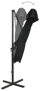 Závesný slnečník s dvojitou strieškou 250x250 cm čierny