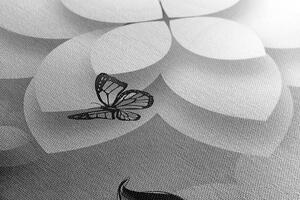 Obraz abstraktné kvety v čiernobielom prevedení