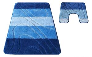 Kúpeľňové predložky v dvojdielnej sade modrej farby 50 cm x 80 cm + 40 cm x 50 cm