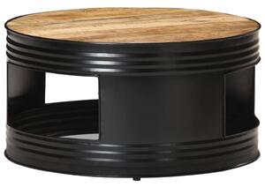 Konferenčný stolík, čierny 68x68x36 cm, surové mangové drevo