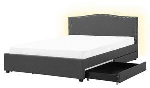 Manželská posteľ 160 cm MONTHY (s roštom, úl. priestorom a LED osvetlením) (sivá). Vlastná spoľahlivá doprava až k Vám domov. 1007382