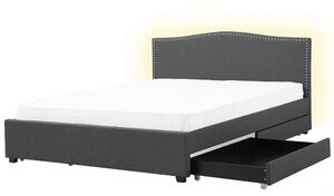 Manželská posteľ 180 cm MONTHY (s roštom, úl. priestorom a bielym LED osvetlením) (sivá). Vlastná spoľahlivá doprava až k Vám domov. 1007384