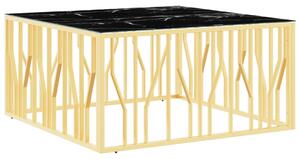 Konferenčný stolík zlatý 100x100x50cm nehrdzavejúca oceľ a sklo