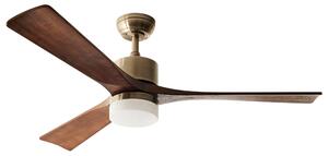 Stropný ventilátor so svetlom mosadzný kovový s lopatkami z tmavého dreva diaľkovým ovládaním 3-rýchlostný časovač moderný štýl