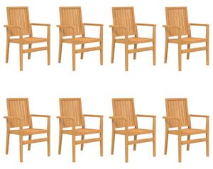 Stohovateľné záhradné stoličky 8 ks 56,5x57,5x91 cm masívny tík