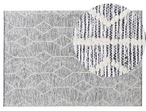 Koberec sivý a béžový zmes bavlny a vlny 140 x 200 cm s geometrickým vzorom ručne tkaný obdĺžnikový moderný
