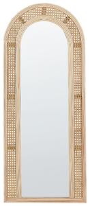 Nástenné zrkadlo prírodné ratan sklo 120 x 50 cm oválny tvar ručná výroba moderný boho štýl obývačka spálňa