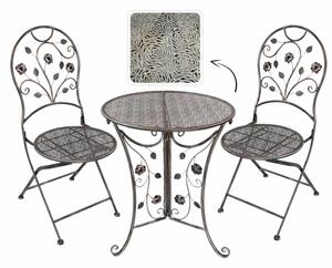 Kovový vintage set záhradného nábytku MADISON stôl + 2 stoličky