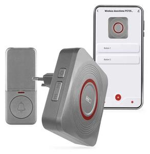 GoSmart Strieborný domový bezdrôtový zvonček do zásuvky s WiFi – Elektro > Domové zvončeky