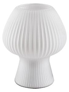 Biela stolová lampa Vinelle s rebrovaným skleneným tienidlom pre žiarovku E14 – LED lampičky a baterky > Stolové LED lampičky