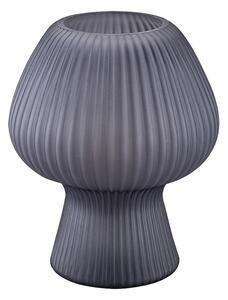 Čierna stolová lampa Vinelle s rebrovaným skleneným tienidlom pre žiarovku E14 – LED lampičky a baterky > Stolové LED lampičky