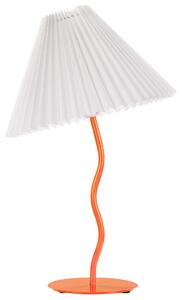 Stolná lampa oranžový kovový podstavec skladané biele tienidlo moderný minimalistický dizajn obývačka spálňa