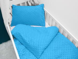 Biante Detské posteľné obliečky do postieľky Minky 3D bodky MKP-034 Modré Do postieľky 90x120 a 40x60 cm