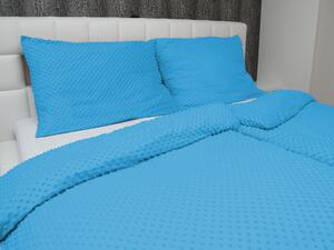 Biante Hrejivé posteľné obliečky Minky 3D bodky MKP-034 Modré Jednolôžko 140x200 a 70x90 cm