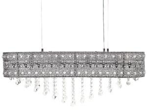 Luster strieborný železný chrómovaný povrch závesná lampa s krištáľmi glamour štýl obývacia izba jedáleň
