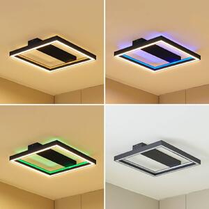 Lucande Smart LED stropné svietidlo Tjado, 50 cm, čierna, Tuya