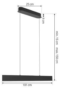 Závesné svietidlo Lucande LED Philine, 101 cm, čierna farba, železo