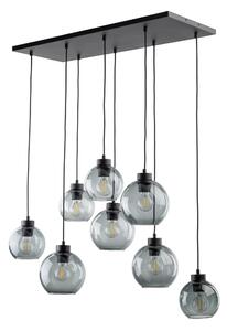 Čierny závesný luster Cubus s dymovými tienidlami pre žiarovku 8x E27 – LED lustre a svietidlá > Lustre
