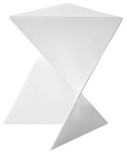 Odkladací stolík biely syntetický materiál trojuholníkový geometrický tvar dizajnový moderný štýl obývacia izba spálňa