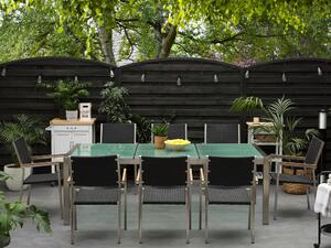Záhradná jedálenská sada Grosso (čierna) (sklenená doska 220x100 cm) (ratanové stoličky). Vlastná spoľahlivá doprava až k Vám domov. 1011751