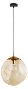 Zlatý závesný luster SOL s jantárovým tienidlom 350mm pre žiarovku E27 – LED lustre a svietidlá > Lustre