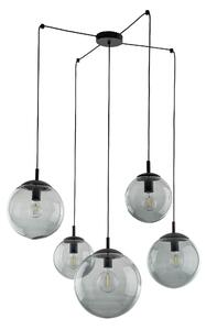 Čierny závesný luster Esme s dymovými tienidlami pre žiarovku 5x E27 – LED lustre a svietidlá > Lustre