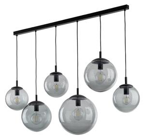 Čierny závesný luster Esme s dymovými tienidlami pre žiarovku 6x E27 – LED lustre a svietidlá > Lustre