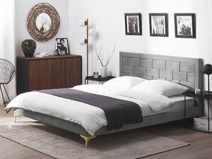 Manželská posteľ 160 cm LIMO (polyester) (šedá) (s roštom). Vlastná spoľahlivá doprava až k Vám domov. 1018575